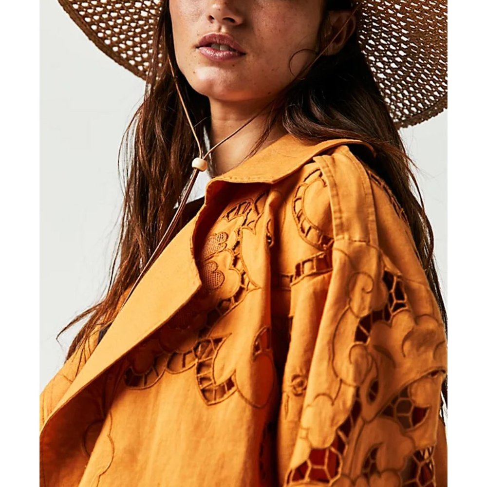 🎉LAST CHANCE🎉 FREE PEOPLE Susanna Duster / Mustard Brown - Picture 3 of 9